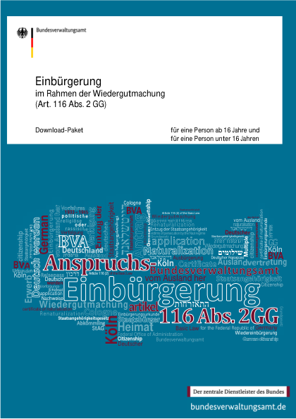 Wiedereinbürgerung nach Art. 116(2) — englischsprachiges Paket (Paket A) — amtliches Formular zur deutschen Staatsangehörigkeit, erste Seite