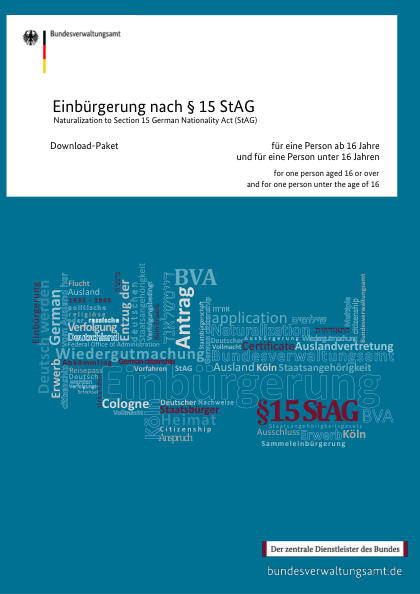 Declaration under para 15 StAG — official German citizenship form, first page
